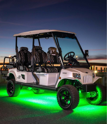golf cart with neon lights, golf cart mechanic, mobile golf cart repair